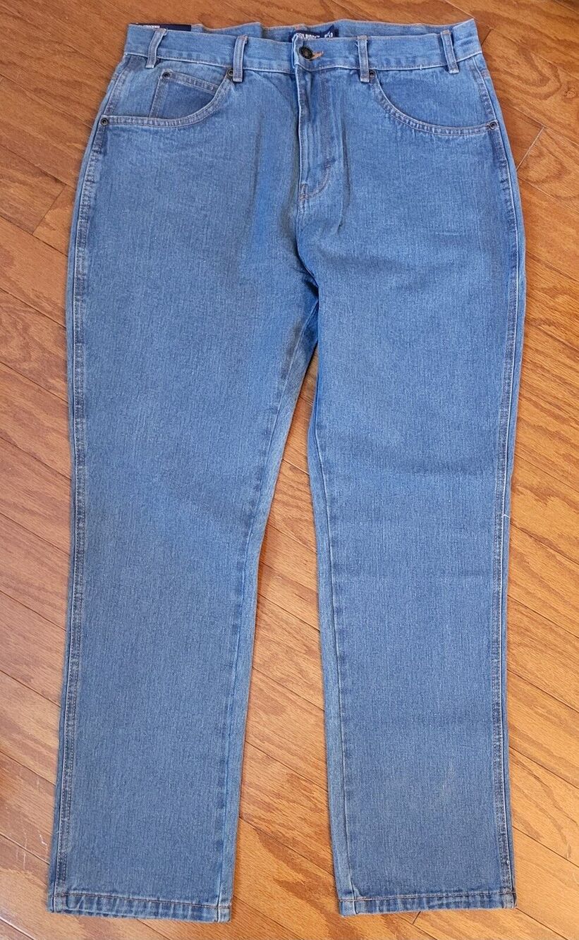 NWT Mission Ridge Mens Light Blue Wash Workwear Straight Jeans 36 X 32